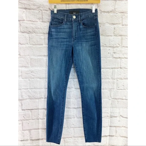 3x1 W3 HIGH RISE SKINNY CROP JEAN - BONNIE Blue Size 24 - Picture 2 of 3
